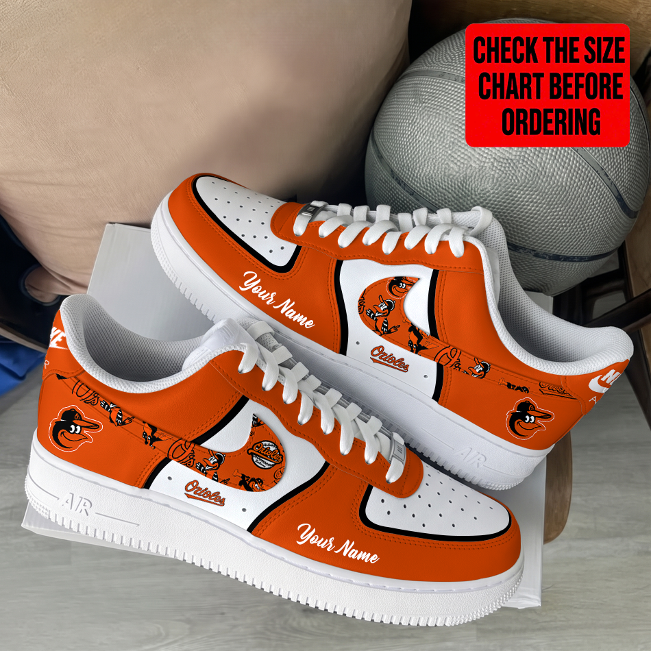 LIMITED EDITION - NEW CUSTOMIZED MLB25 BOS BALTIMORE ORIOLES AF1 SHOES