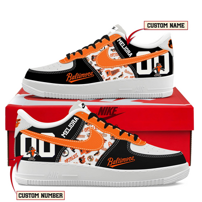 LIMITED EDITION - NEW CUSTOMIZED MLB25 BOS BALTIMORE ORIOLES AF1 SHOES