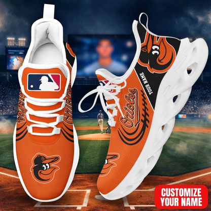 LIMITED EDITION - NEW CUSTOMIZED MLB25 BOS BALTIMORE ORIOLES PREMIUM CLUNKY SNEAKERS