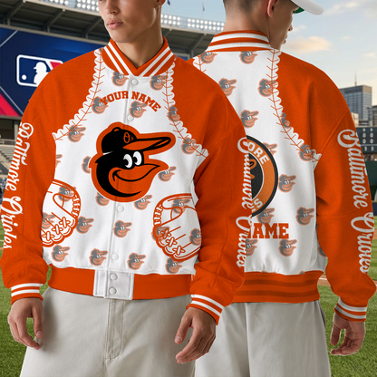 LIMITED EDITION - NEW CUSTOMIZED MLB25 BOS BALTIMORE ORIOLES SATIN VARSITY & BASEBALL JACKET
