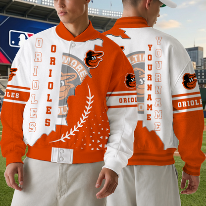 LIMITED EDITION - NEW CUSTOMIZED MLB25 BOS BALTIMORE ORIOLES SATIN VARSITY & BASEBALL JACKET