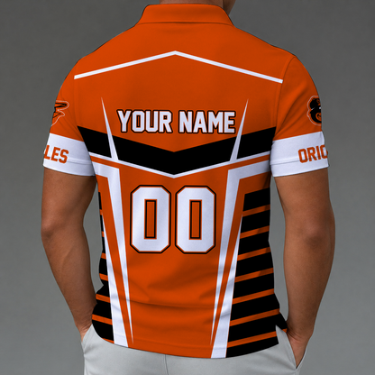 LIMITED EDITION - NEW CUSTOMIZED MLB25 BOS BALTIMORE ORIOLES ZIP POLO SHIRT