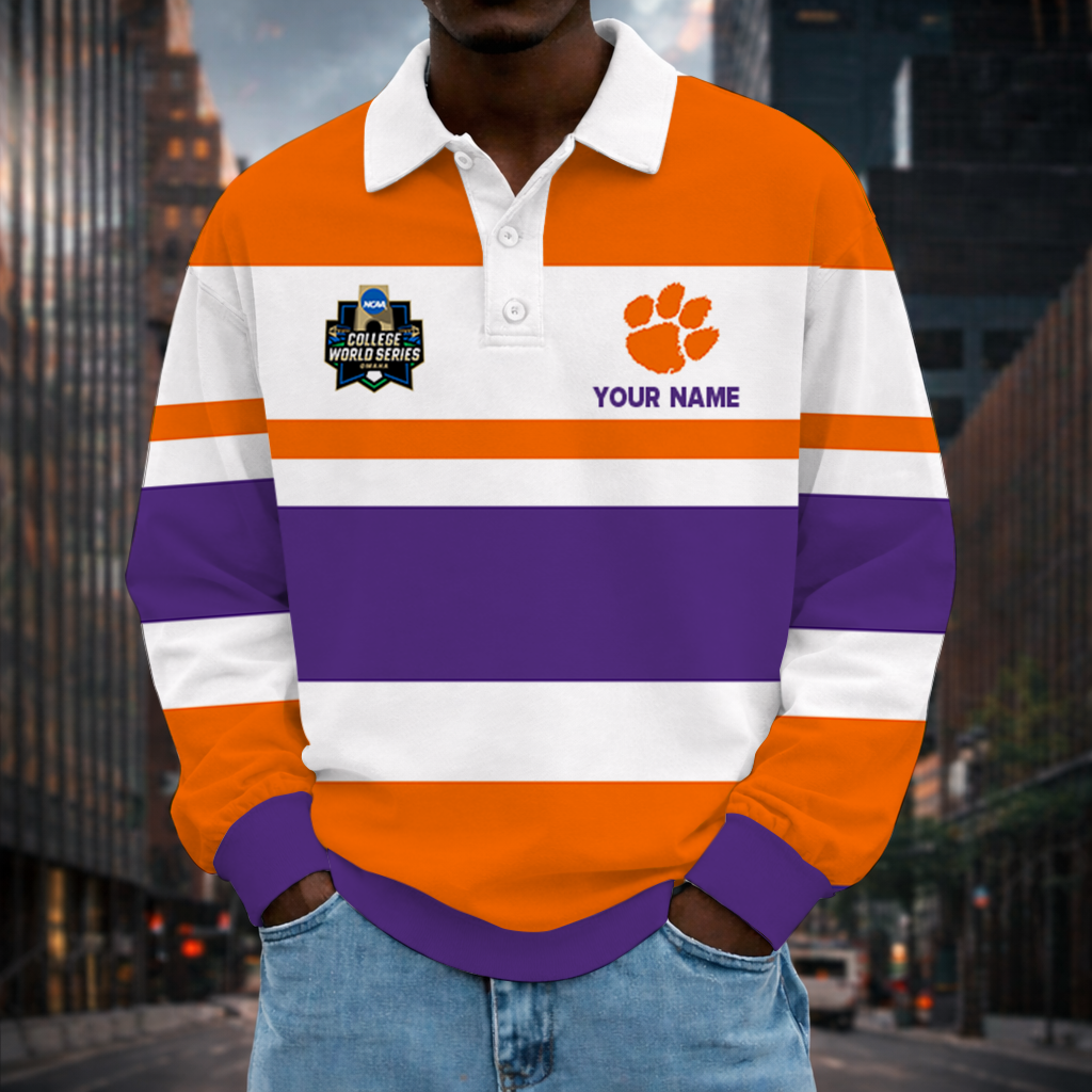 LIMITED EDITION - NEW CUSTOMIZED NCAA CWS25 CST CLEMSON TIGERS UNISEX LONG SLEEVE POLO