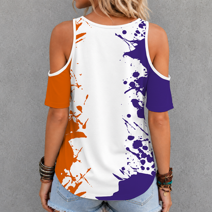 [FAN FAVORITE] NEW CUSTOMIZED NCAA CWS25 CST CLEMSON TIGERS CRISS CROSS V-NECK TOP