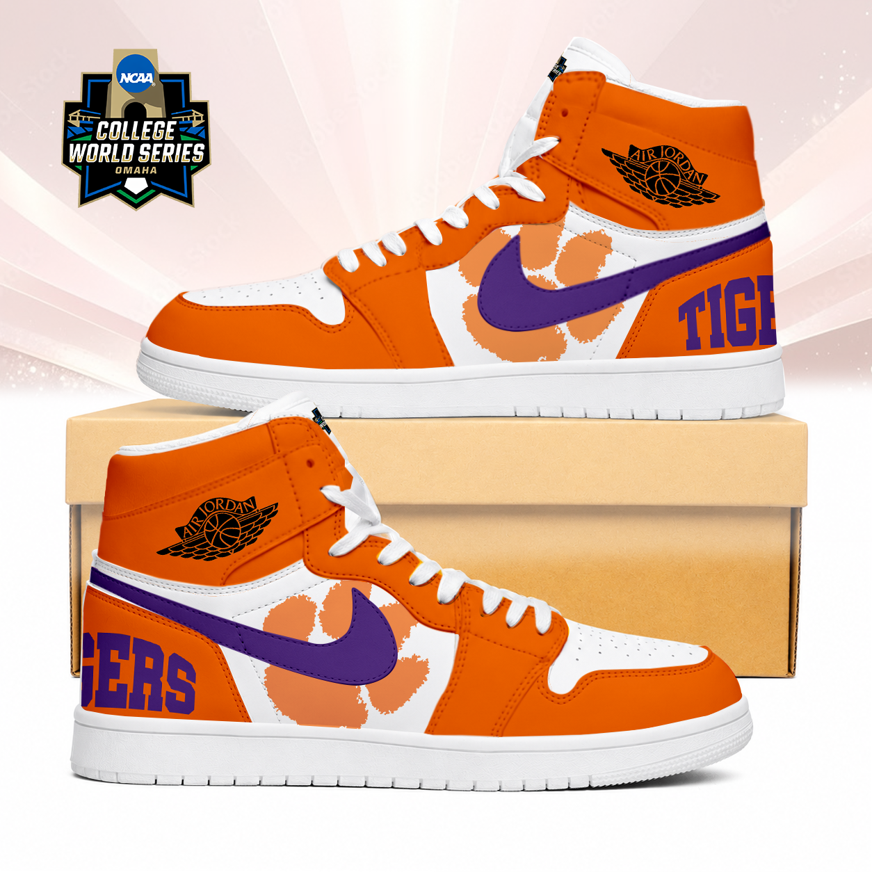 LIMITED EDITION - NEW CUSTOMIZED NCAA CWS25 CST CLEMSON TIGERS AIR JORDAN SNEAKERS