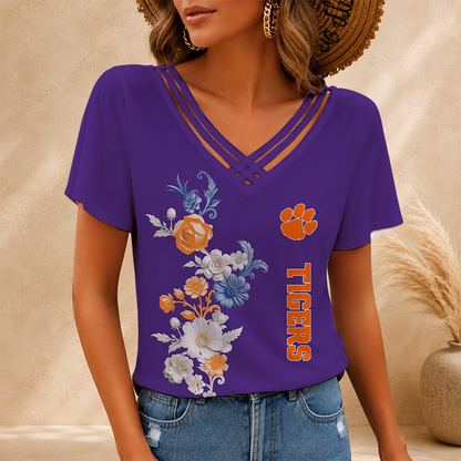 [FAN FAVORITE] NEW CUSTOMIZED NCAA CWS25 CST CLEMSON TIGERS V-NECK SHIRT