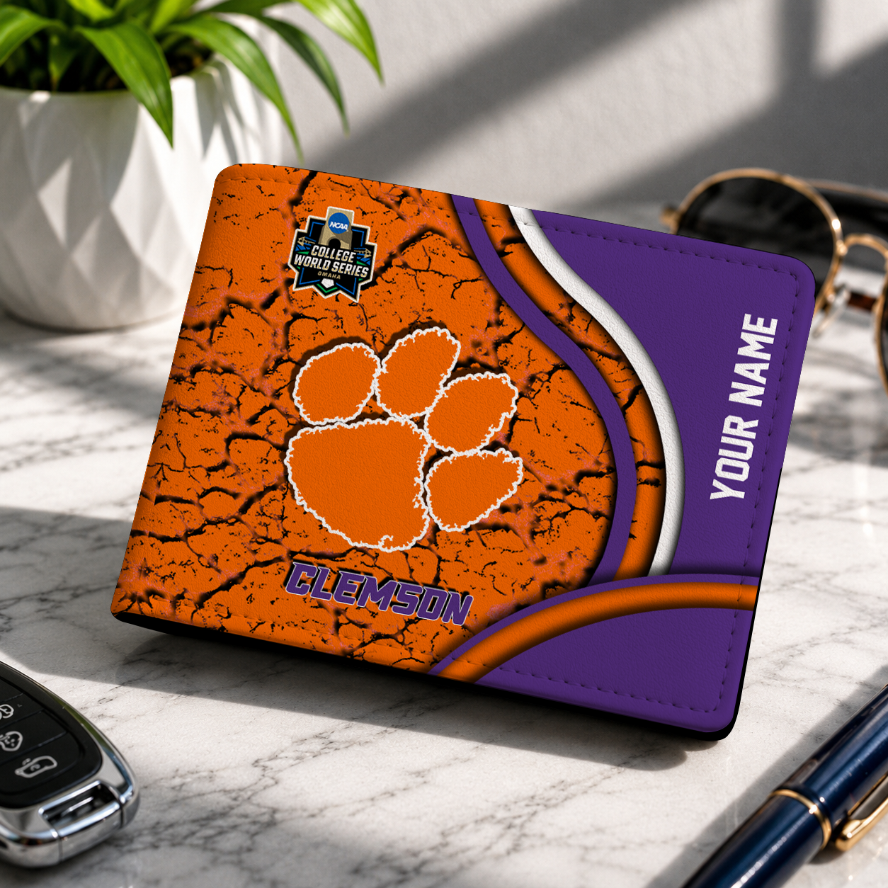 VIRAL EDITION - NEW CUSTOMIZED NCAA CWS25 CST CLEMSON TIGERS LEATHER WALLET