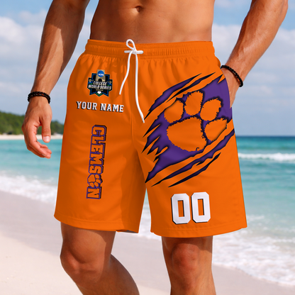 LIMITED EDITION - NEW CUSTOMIZED NCAA CWS25 CST CLEMSON TIGERS SHORT PANTS