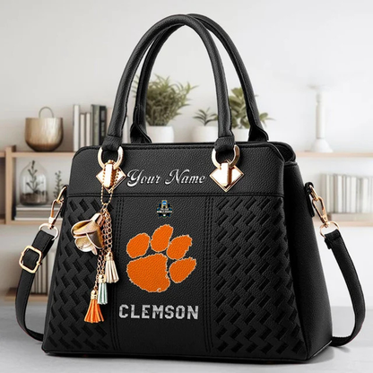 LIMITED EDITION - NEW CUSTOMIZED NCAA CWS25 CST CLEMSON TIGERS ZIP HANDBAG MULTICOLOR