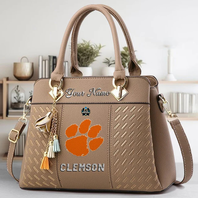 LIMITED EDITION - NEW CUSTOMIZED NCAA CWS25 CST CLEMSON TIGERS ZIP HANDBAG MULTICOLOR