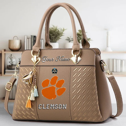 LIMITED EDITION - NEW CUSTOMIZED NCAA CWS25 CST CLEMSON TIGERS ZIP HANDBAG MULTICOLOR