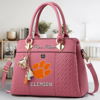 LIMITED EDITION - NEW CUSTOMIZED NCAA CWS25 CST CLEMSON TIGERS ZIP HANDBAG MULTICOLOR