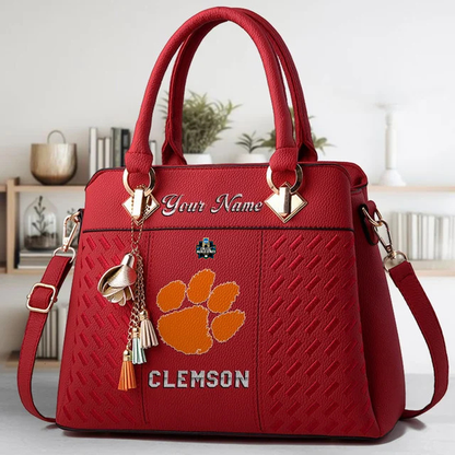 LIMITED EDITION - NEW CUSTOMIZED NCAA CWS25 CST CLEMSON TIGERS ZIP HANDBAG MULTICOLOR