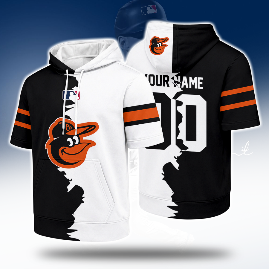 LIMITED EDITION - NEW CUSTOMIZED MLB25 BOS BALTIMORE ORIOLES SHORT SLEEVE HOODIE
