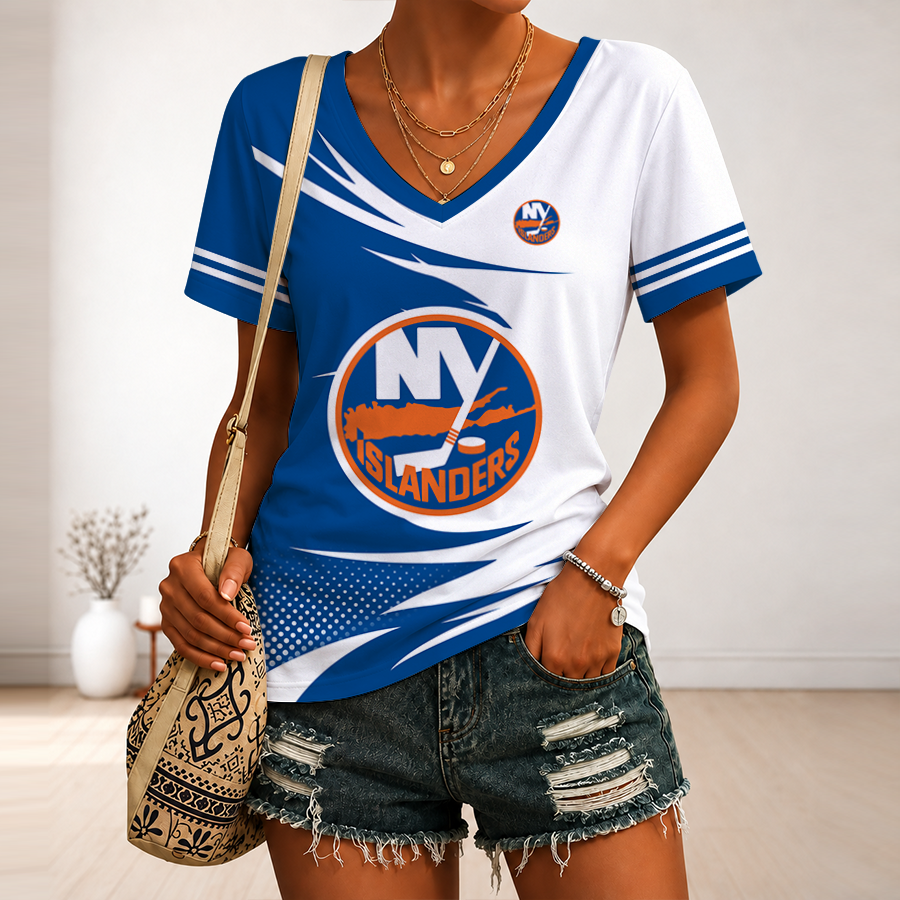 [SUPER SALE] NEW CUSTOMIZED NHL25 NYI NEW YORK ISLANDERS V-NECK FEMALE SHIRT