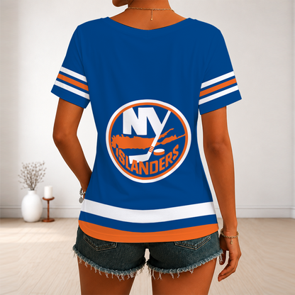 [SUPER SALE] NEW CUSTOMIZED NHL25 NYI NEW YORK ISLANDERS V-NECK FEMALE SHIRT