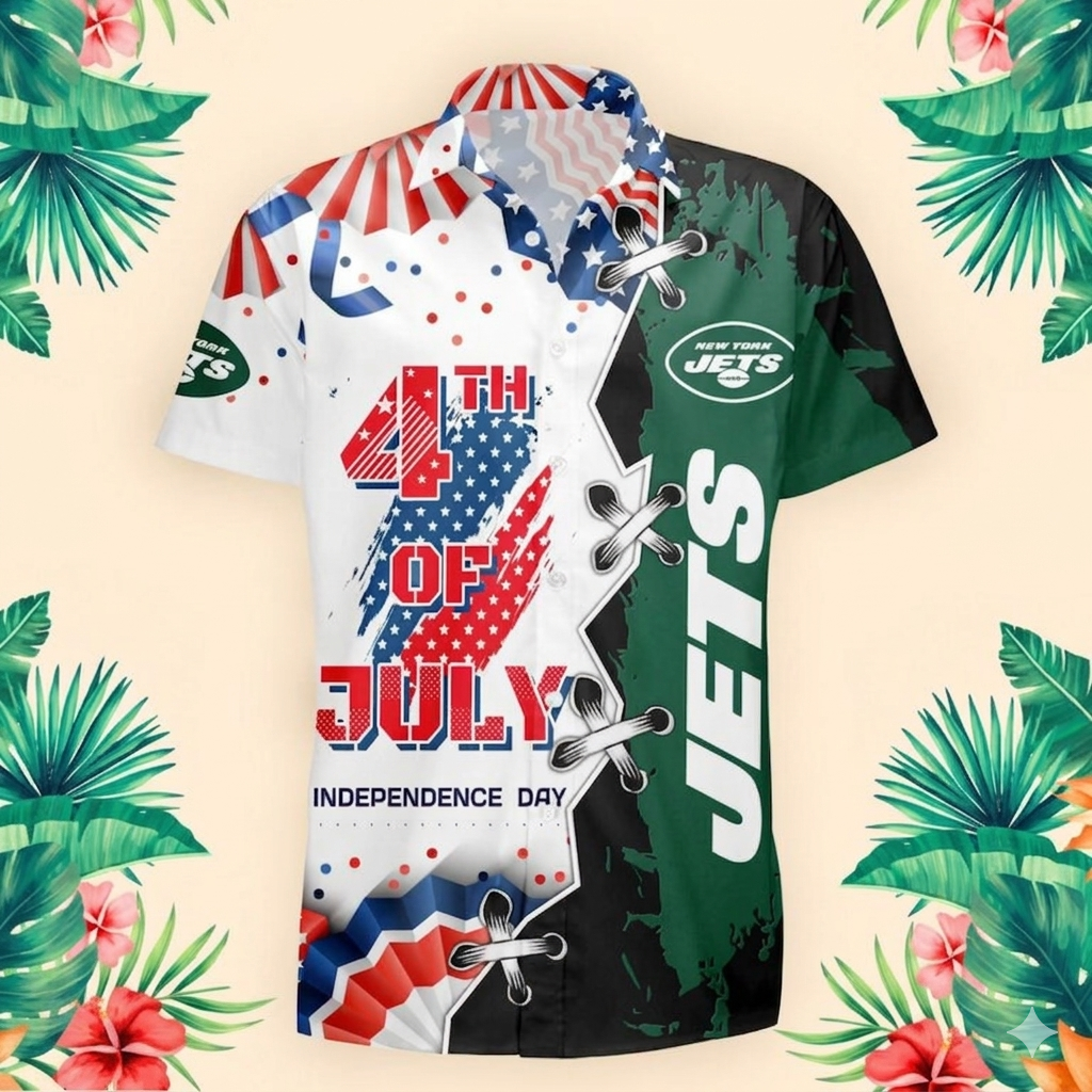 MEGA SALE - NEW CUSTOMIZED NFL25 NYJ NEW YORK JETS INDEPENDENCE DAY HAWAIIAN SHIRT