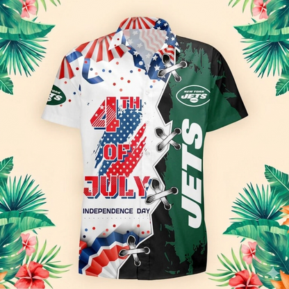 MEGA SALE - NEW CUSTOMIZED NFL25 NYJ NEW YORK JETS INDEPENDENCE DAY HAWAIIAN SHIRT