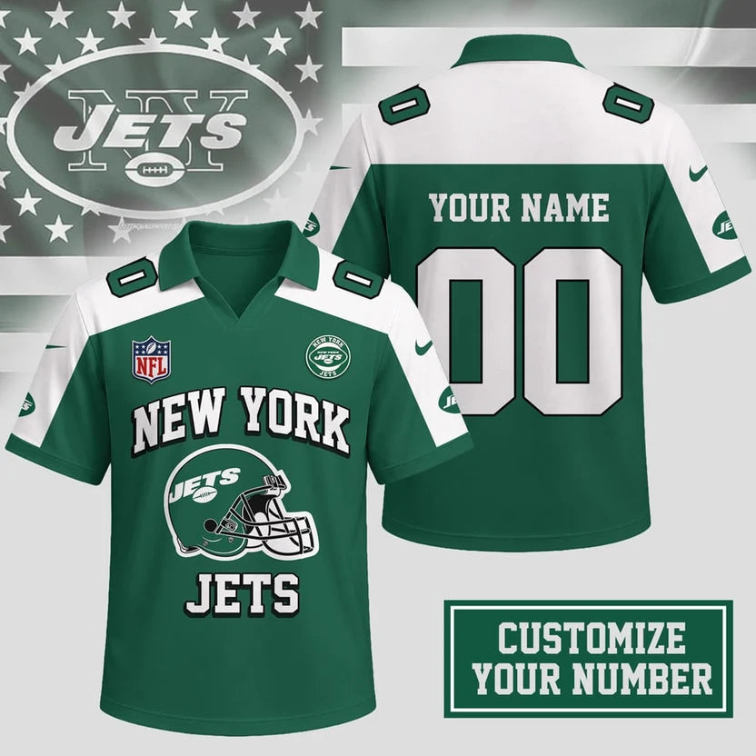 ELITE EDITION - NEW CUSTOMIZED NFL25 NYJ NEW YORK JETS POLO SHIRT