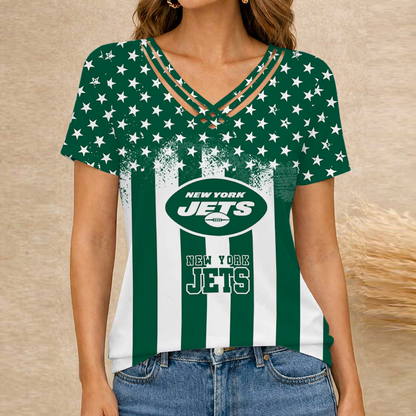 [SPECIAL OFFER] NEW CUSTOMIZED NFL25 NYJ NEW YORK JETS V-NECK SHIRT