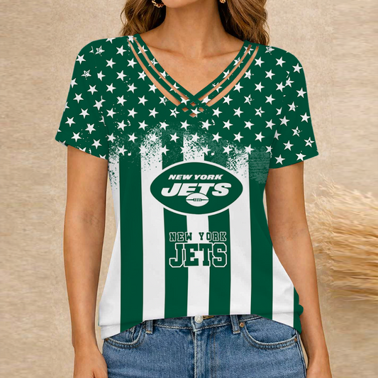 [SPECIAL OFFER] NEW CUSTOMIZED NFL25 NYJ NEW YORK JETS V-NECK SHIRT