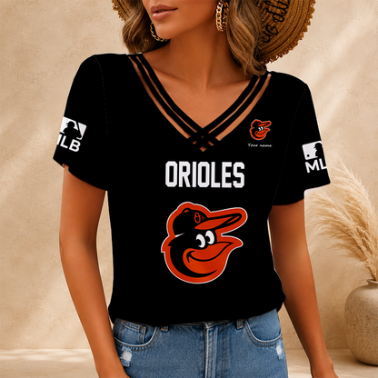[FLASH SALE] NEW CUSTOMIZED MLB25 BOS BALTIMORE ORIOLES V-NECK SHIRT