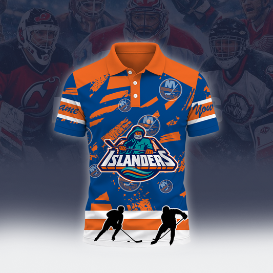 [SUPER SALE] NEW CUSTOMIZED NHL25 NYI NEW YORK ISLANDERS POLO SHIRT