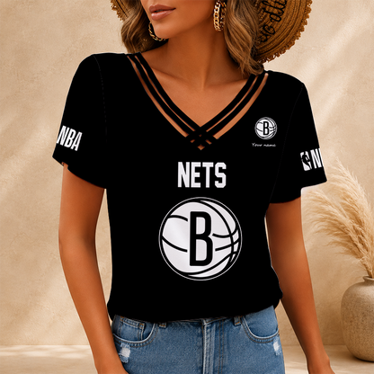 [HOT DEAL] NEW CUSTOMIZED NBA25 BNE BROOKLYN NETS V-NECK SHIRT