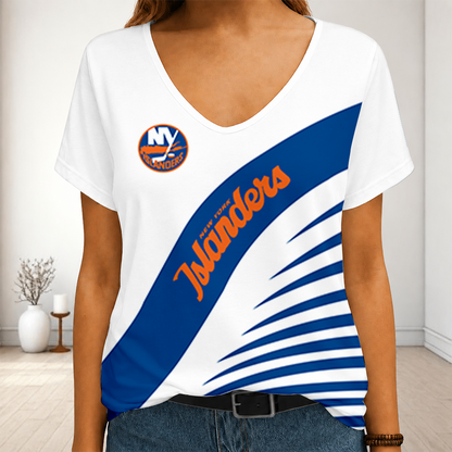 LIMITED EDITION - NEW CUSTOMIZED NHL25 NYI NEW YORK ISLANDERS V-NECK FEMALE SHIRT