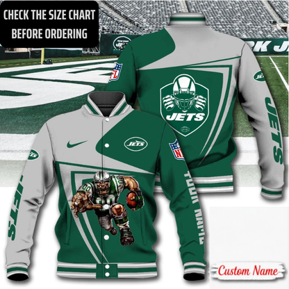 EXCLUSIVE EDITION - NEW CUSTOMIZED NFL25 NYJ NEW YORK JETS SATIN VARSITY & BASEBALL JACKET
