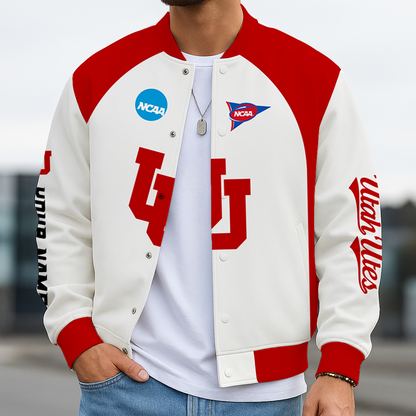 LIMITED EDITION - NEW CUSTOMIZED NCAA FBS25 UTU UTAH UTES BASEBALL JACKET, SATIN VARSITY JACKET