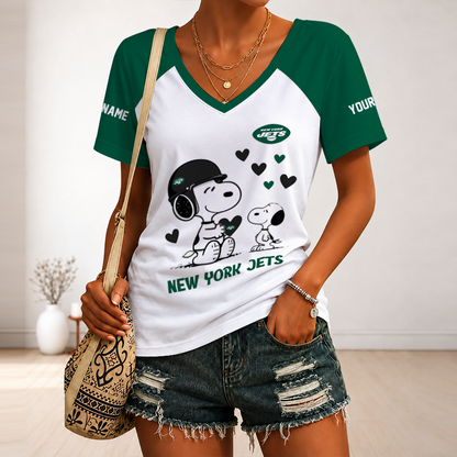[SPECIAL OFFER] NEW CUSTOMIZED NFL25 NYJ NEW YORK JETS V-NECK FEMALE SHIRT