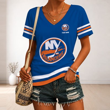[SUPER SALE] NEW CUSTOMIZED NHL25 NYI NEW YORK ISLANDERS V-NECK FEMALE SHIRT