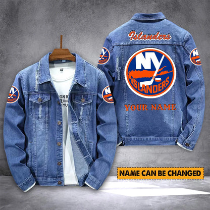 ELITE EDITION - NEW CUSTOMIZED NHL25 NYI NEW YORK ISLANDERS DENIM JACKET