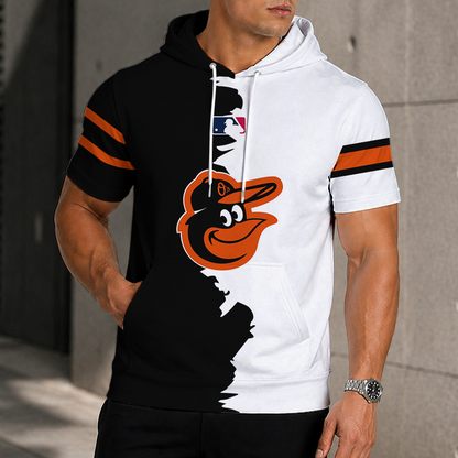 LIMITED EDITION - NEW CUSTOMIZED MLB25 BOS BALTIMORE ORIOLES SHORT SLEEVE HOODIE