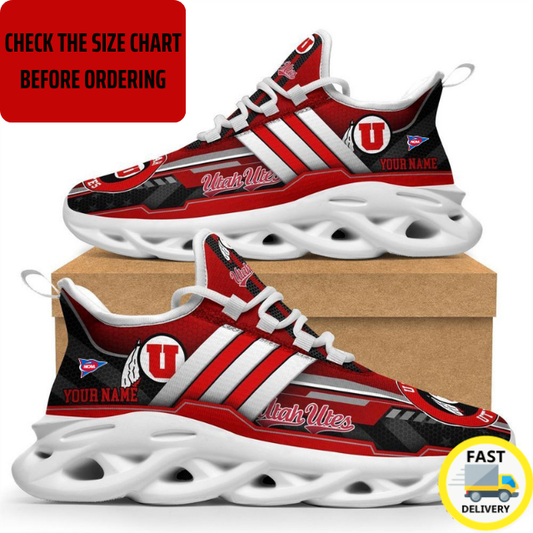 ELITE EDITION - NEW CUSTOMIZED NCAA FBS25 UTU UTAH UTES CLUNKY SNEAKERS