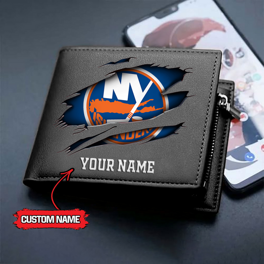 LIMITED EDITION - NEW CUSTOMIZED NHL25 NYI NEW YORK ISLANDERS LEATHER WALLET