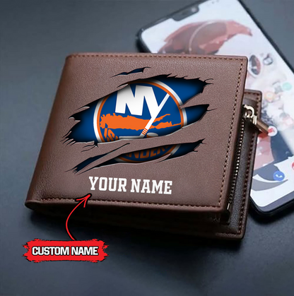 LIMITED EDITION - NEW CUSTOMIZED NHL25 NYI NEW YORK ISLANDERS LEATHER WALLET