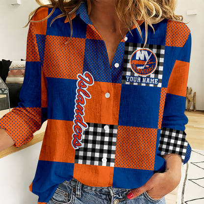 LIMITED EDITION - NEW CUSTOMIZED NHL25 NYI NEW YORK ISLANDERS WOMEN CASUAL SHIRT FOR FAN