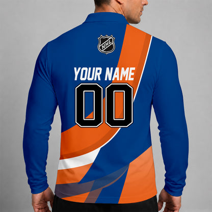 [SUPER SALE] NEW CUSTOMIZED NHL25 NYI NEW YORK ISLANDERS MEN LONG SLEEVE POLO