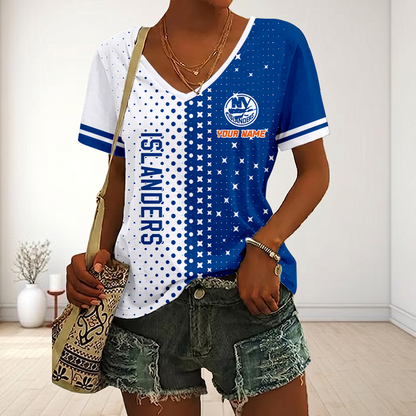 LIMITED EDITION - NEW CUSTOMIZED NHL25 NYI NEW YORK ISLANDERS V-NECK FEMALE SHIRT