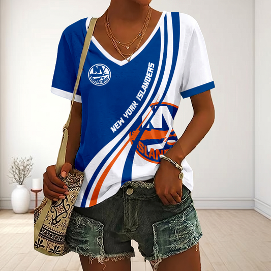 LIMITED EDITION - NEW CUSTOMIZED NHL25 NYI NEW YORK ISLANDERS V-NECK FEMALE SHIRT