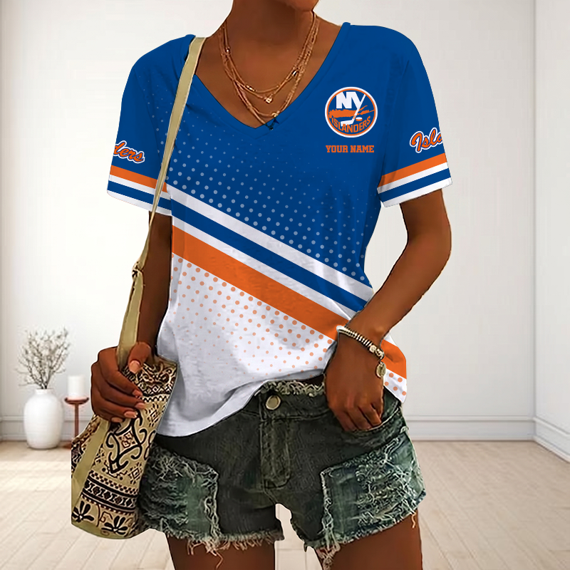 LIMITED EDITION - NEW CUSTOMIZED NHL25 NYI NEW YORK ISLANDERS V-NECK FEMALE SHIRT