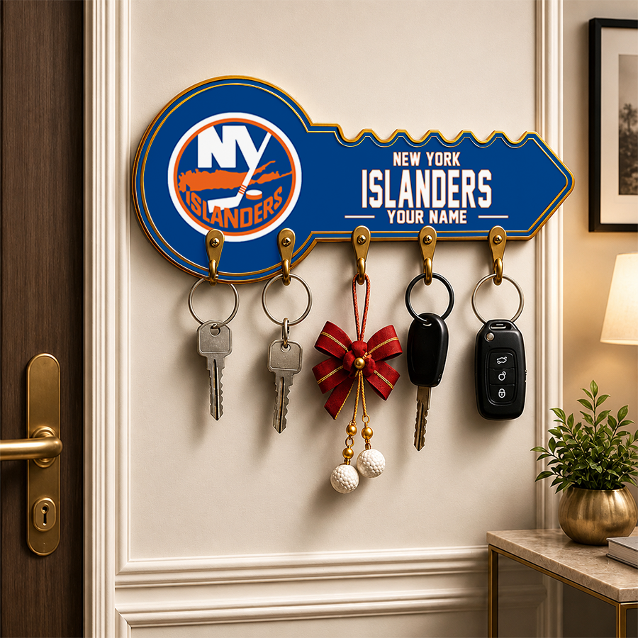 [SUPER SALE] NEW CUSTOMIZED NHL25 NYI NEW YORK ISLANDERS WALL KEY HOLDER FOR HOME