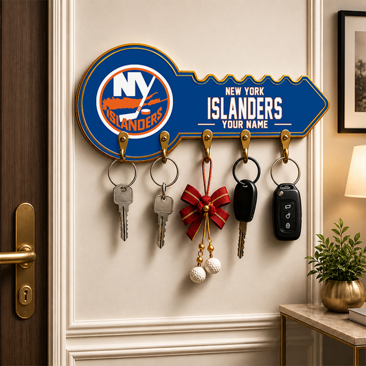 [SUPER SALE] NEW CUSTOMIZED NHL25 NYI NEW YORK ISLANDERS WALL KEY HOLDER FOR HOME