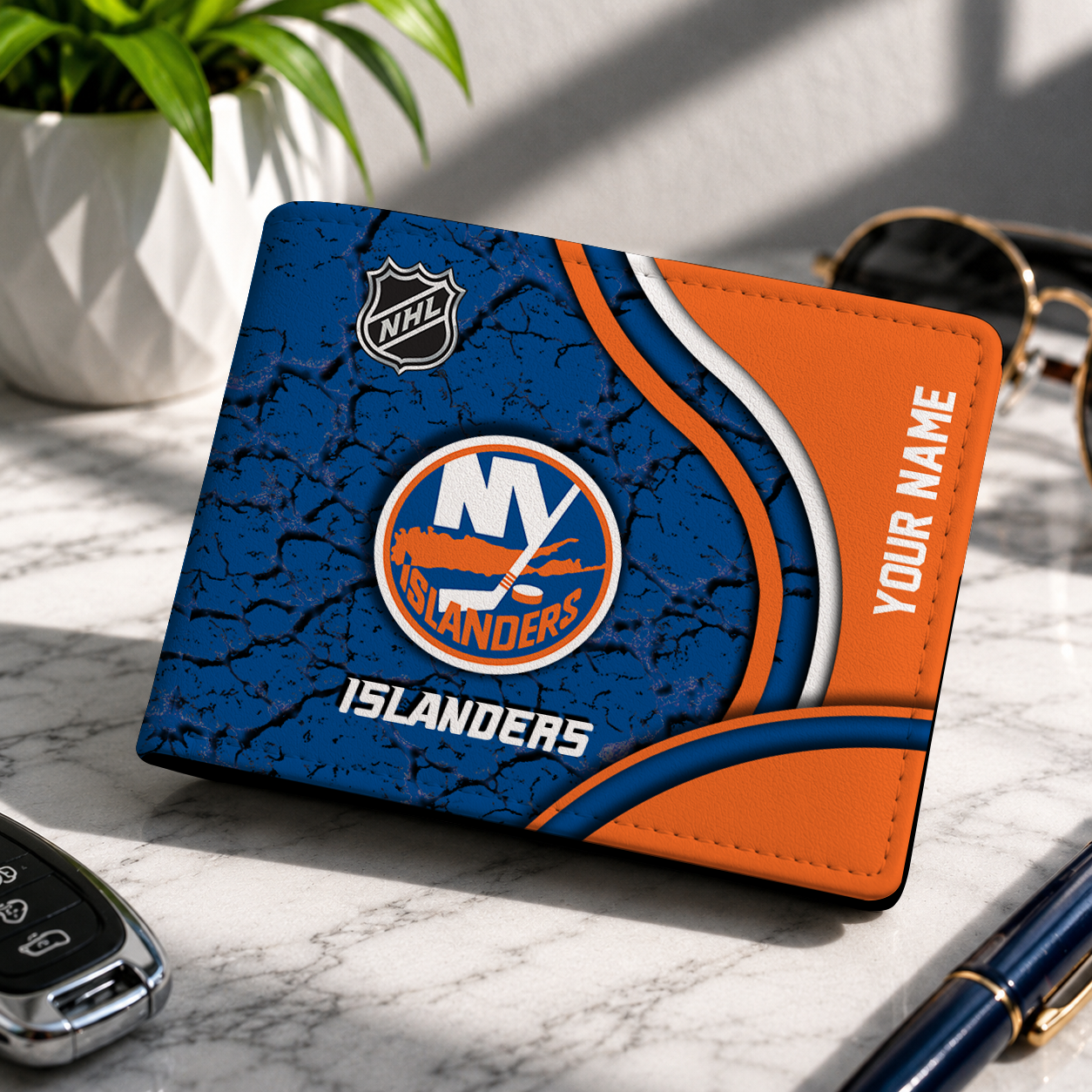 FINAL CLEARANCE - NEW CUSTOMIZED NHL25 NYI NEW YORK ISLANDERS LEATHER WALLET