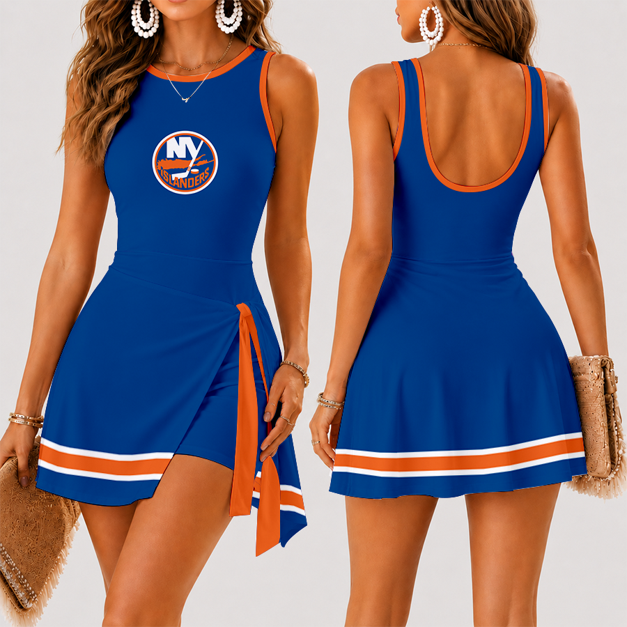 [SUPER SALE] NEW CUSTOMIZED NHL25 NYI NEW YORK ISLANDERS WOMEN'S SUMMER SKORT DRESS