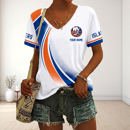 LIMITED EDITION - NEW CUSTOMIZED NHL25 NYI NEW YORK ISLANDERS V-NECK FEMALE SHIRT