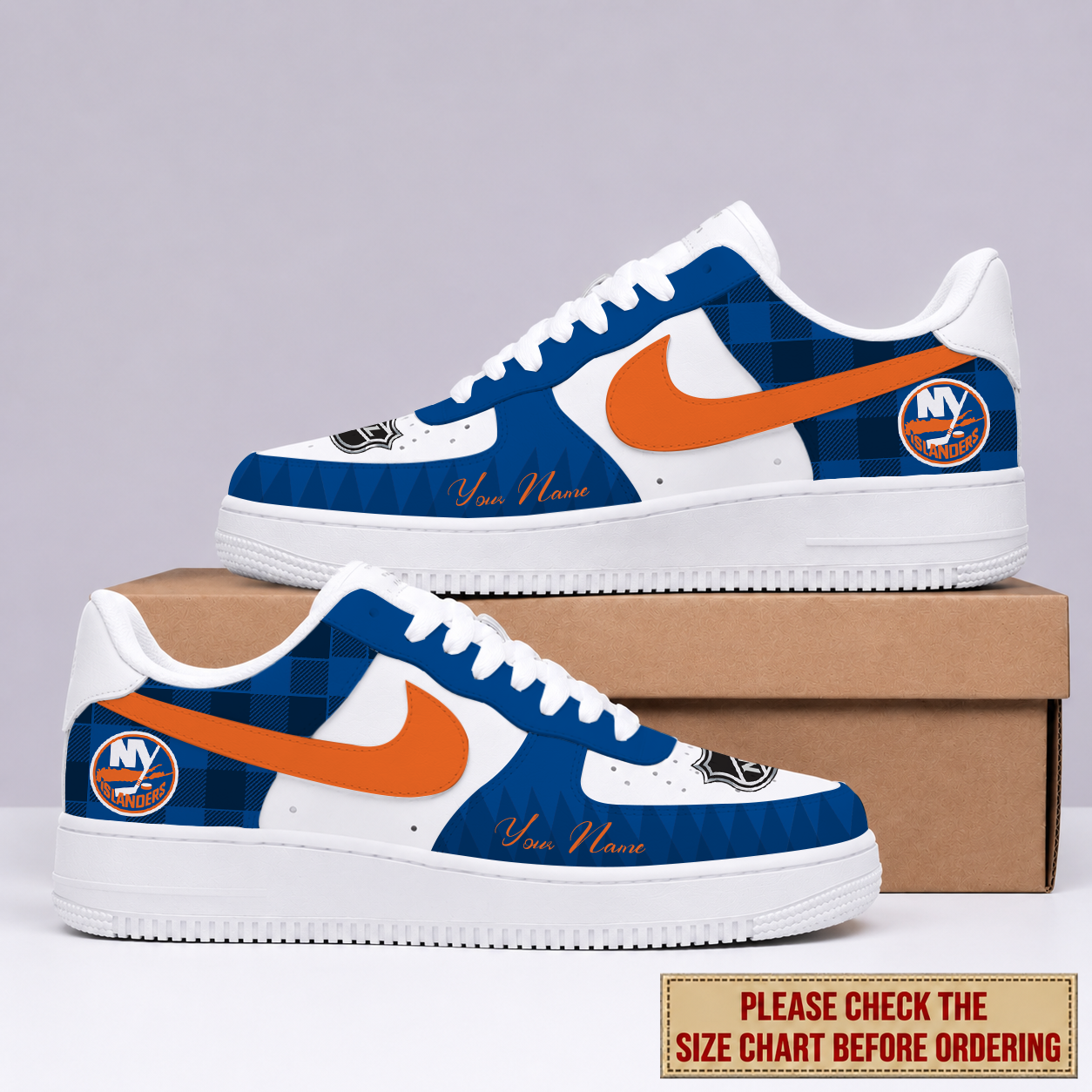 LIMITED EDITION - NEW CUSTOMIZED NHL25 NYI NEW YORK ISLANDERS AF1 SHOES