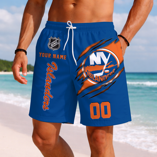 LIMITED EDITION - NEW CUSTOMIZED NHL25 NYI NEW YORK ISLANDERS SHORT PANTS